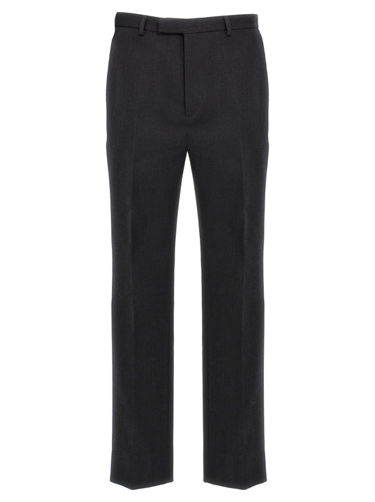 Trousers by Gucci for men in wool gray presents a smart silhouette, meticulously detailed with a smart straight-leg, a smart long, and a smart .