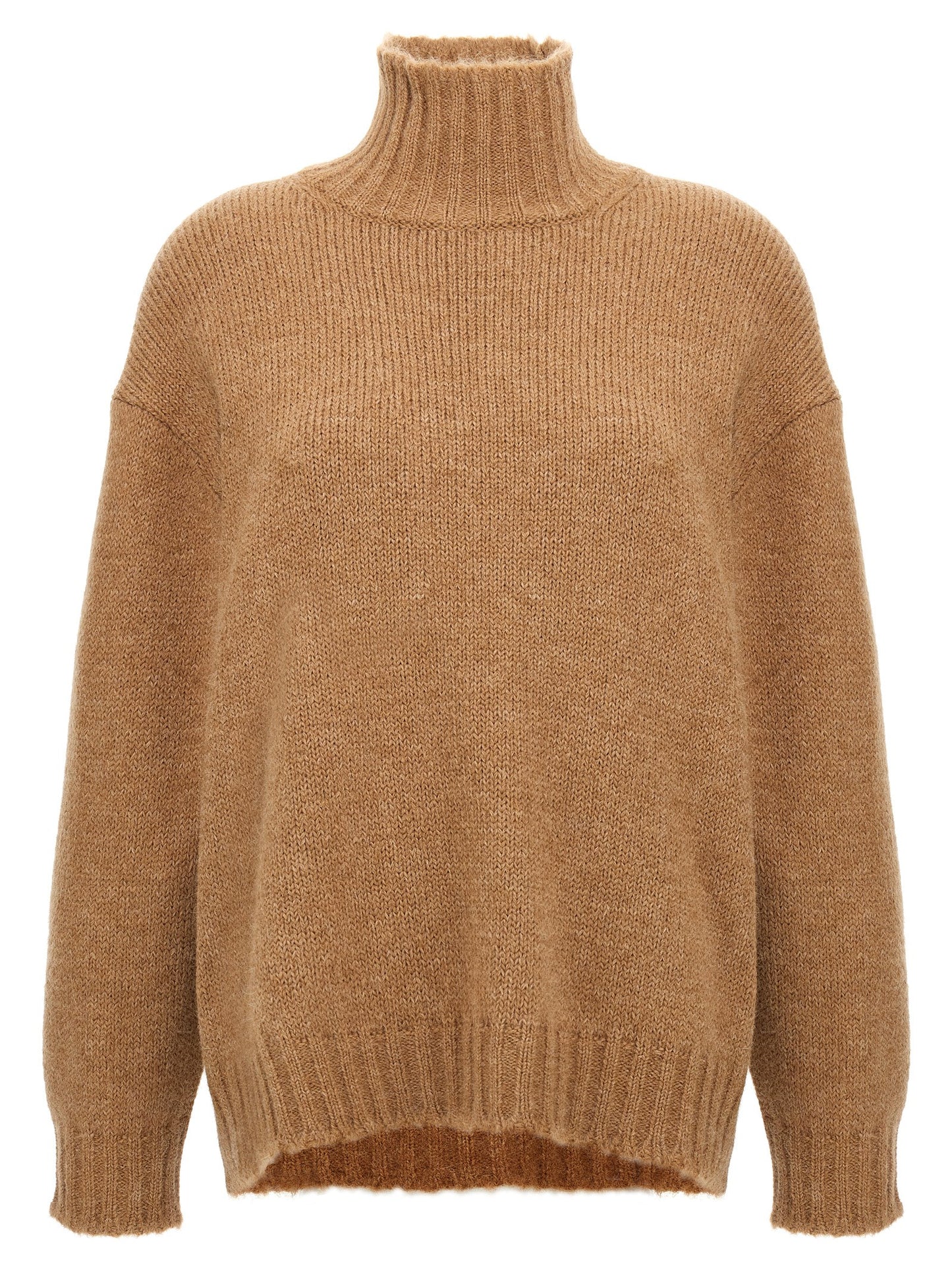 Jil Sander Women's Turtleneck Virgin Alpaca Wool Cardigan - Beige