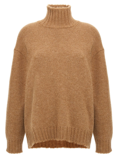 Jil Sander Women's Turtleneck Virgin Alpaca Wool Cardigan - Beige
