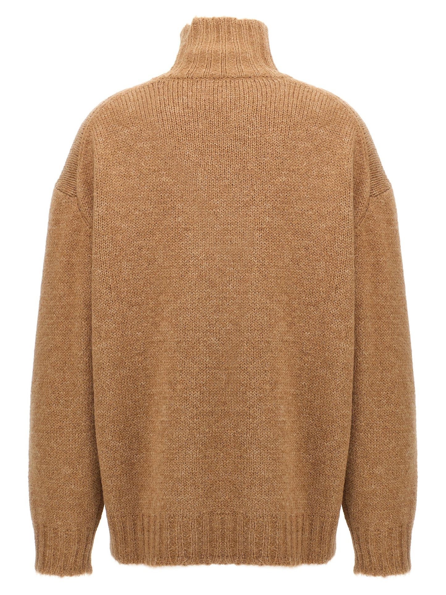 Jil Sander Women's Turtleneck Virgin Alpaca Wool Cardigan - Beige