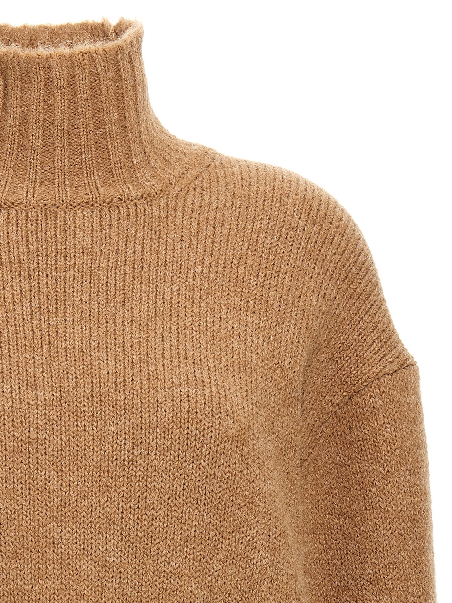Jil Sander Women's Turtleneck Virgin Alpaca Wool Cardigan - Beige