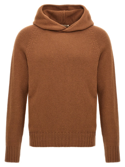 MA'RY'YA Men's Cashmere Silk & Modacrylic Hooded Cardigan - Brown