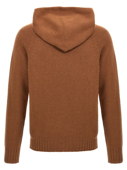 MA'RY'YA Men's Cashmere Silk & Modacrylic Hooded Cardigan - Brown