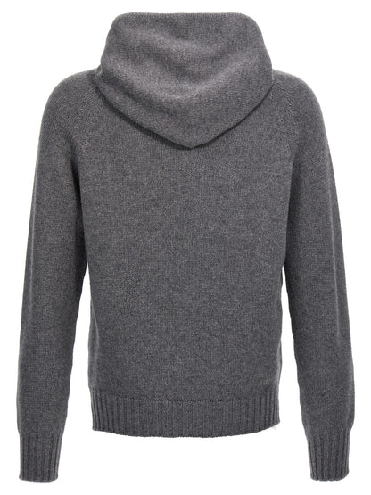 MA'RY'YA Men's Cashmere Silk & Modacrylic Hooded Cardigan - Gray