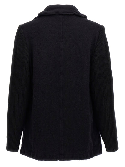 Comme Des Garçons Men's Double Breasted Wool & Nylon Overcoat - Blue