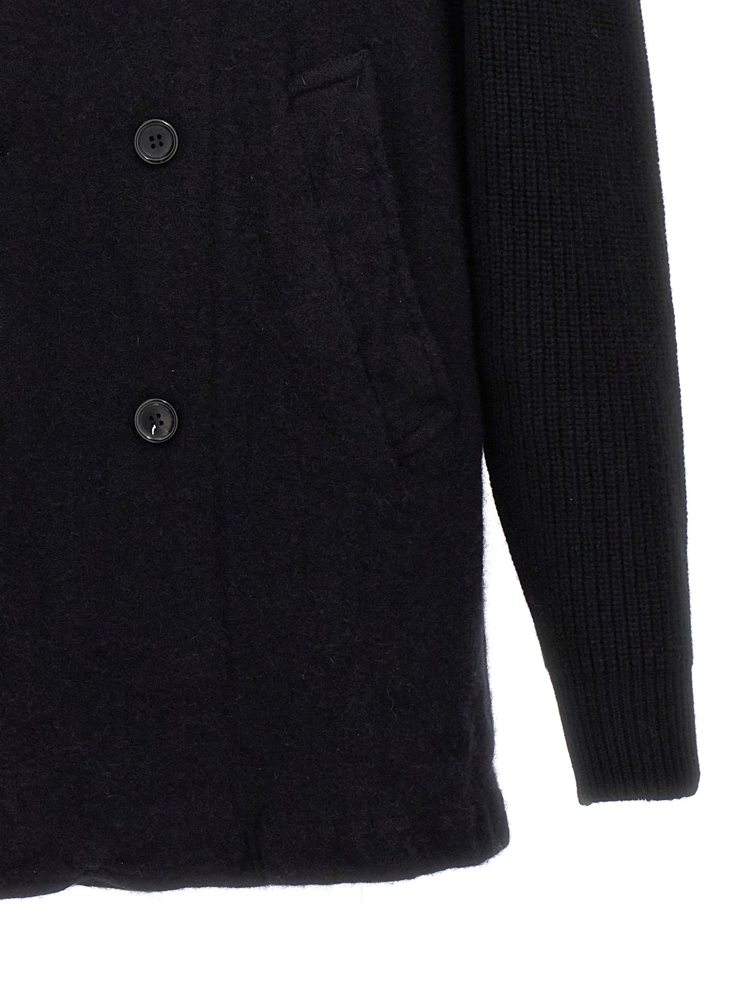 Comme Des Garçons Men's Double Breasted Wool & Nylon Overcoat - Blue