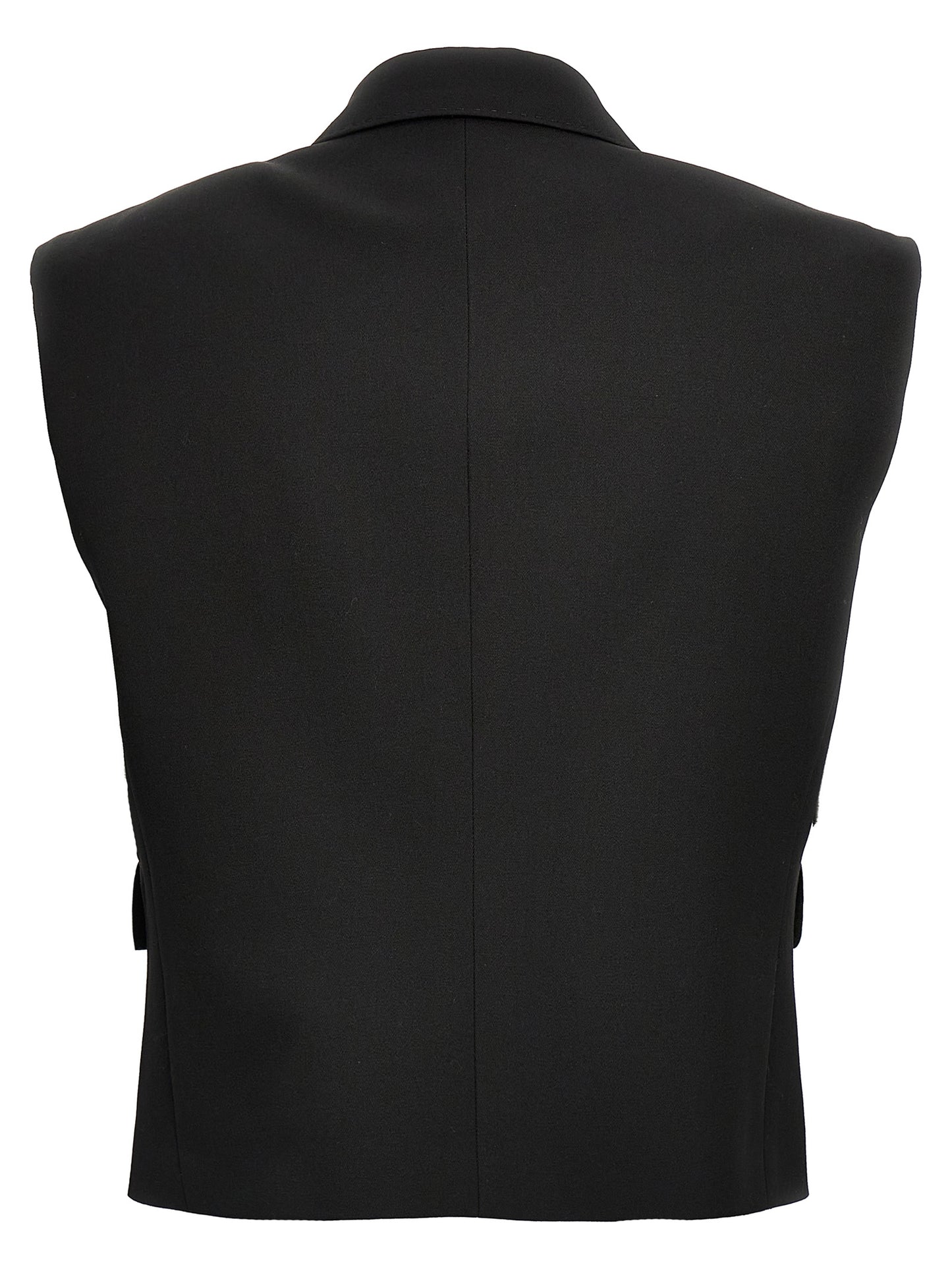 Vest by Dolce & Gabbana for women in virgin wool silk & polyester black features a enviable silhouette, elegantly detailed with a enviable and functional insulated for a enviable finish.