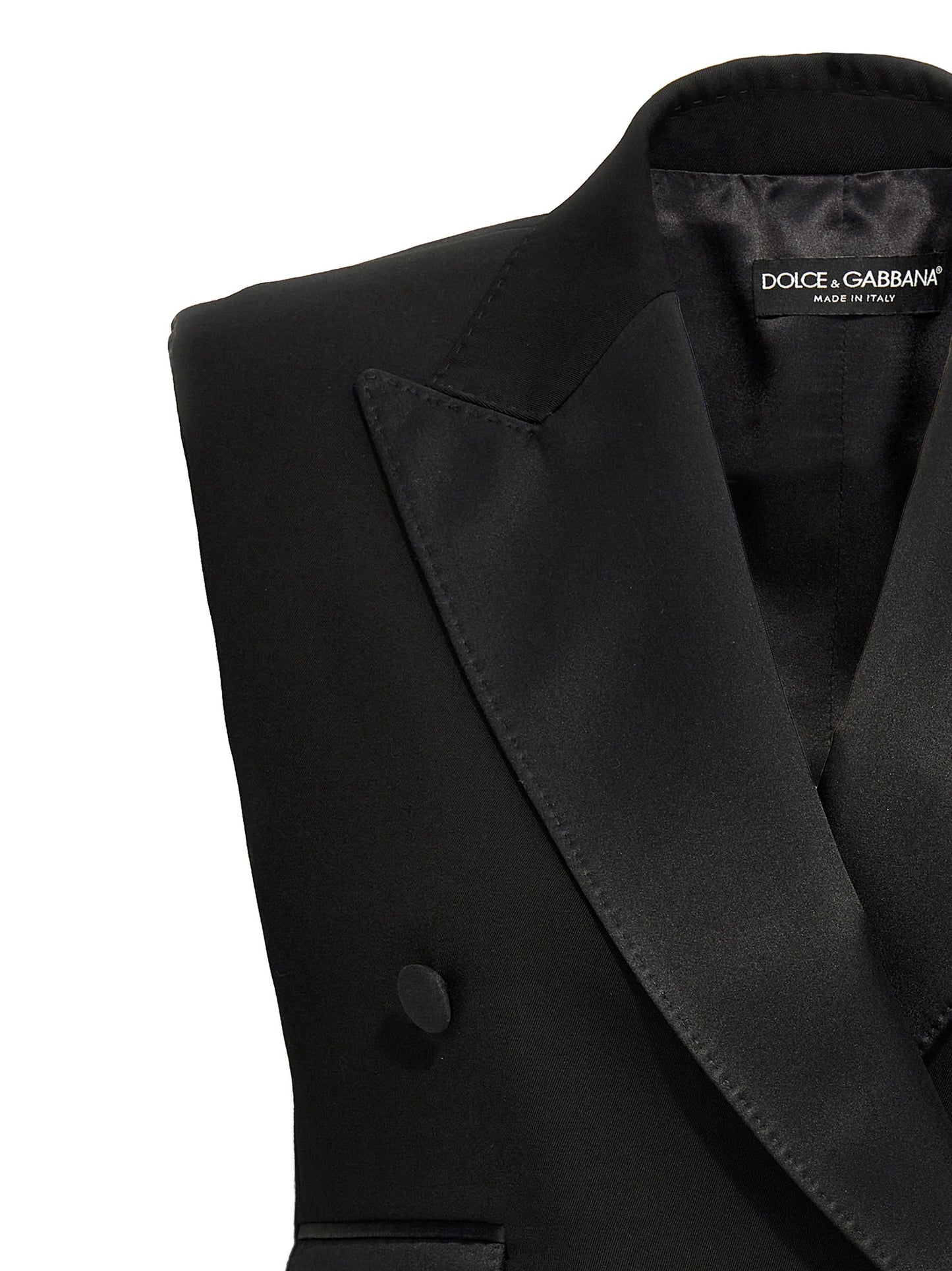 Vest by Dolce & Gabbana for women in virgin wool silk & polyester black features a stylish silhouette, showcasing distinct insulated and a refined for a truly stylish finish.
