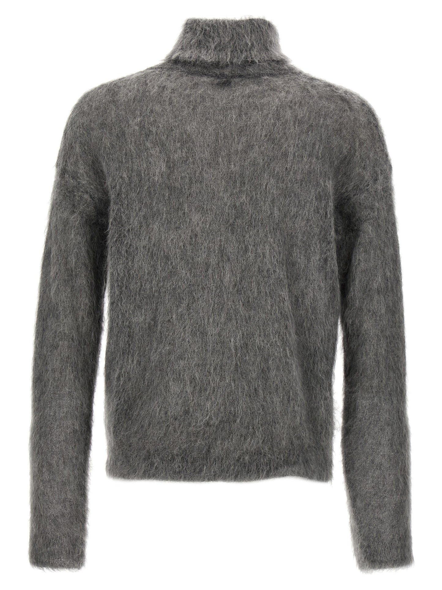Saint Laurent Men's Turtleneck Mohair Wool & Polyamide Cardigan - Gray