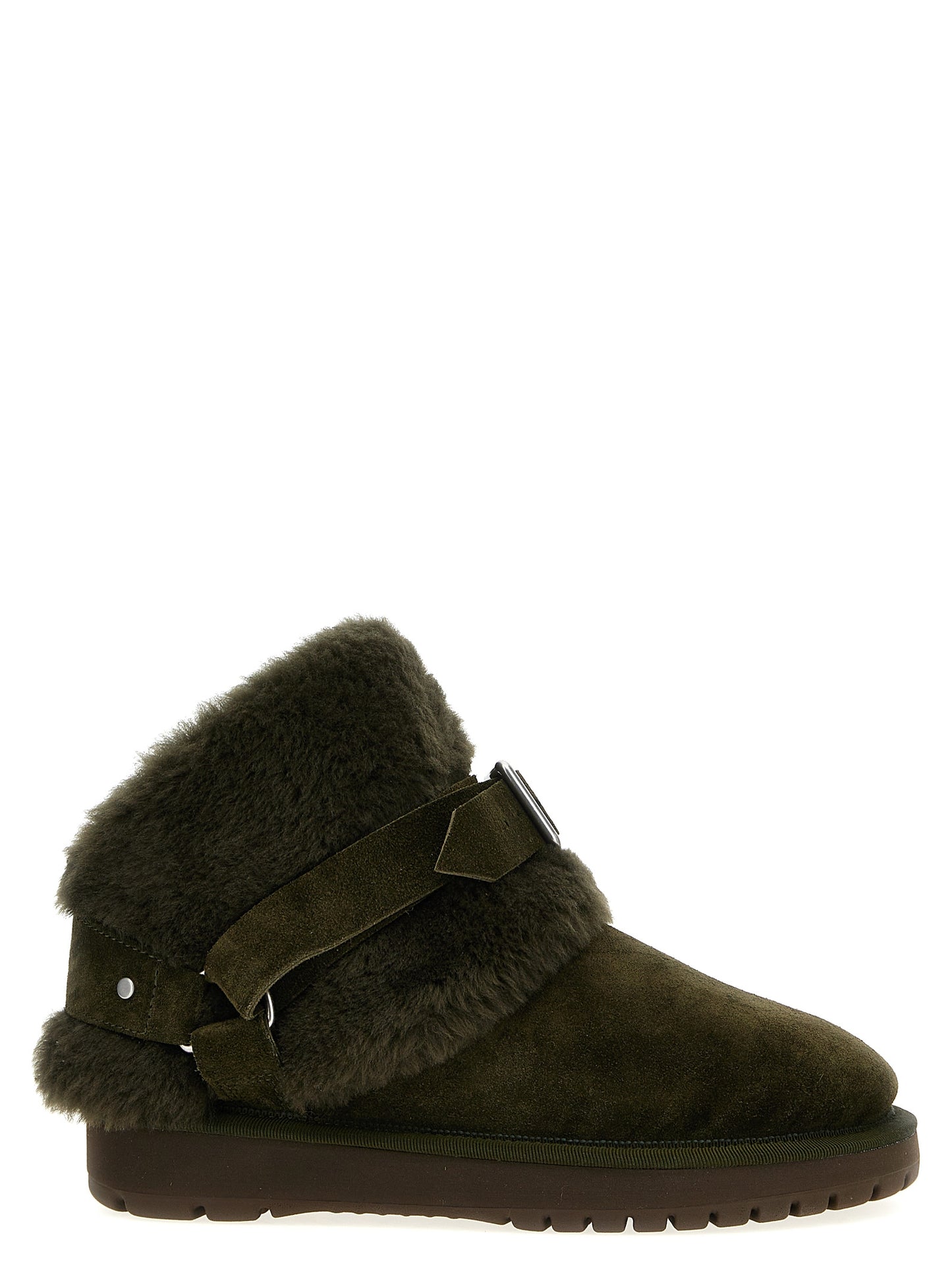 Burberry Women's Suede Leather Cotton & Viscose Ankle Strap Boots - Bicolour Green