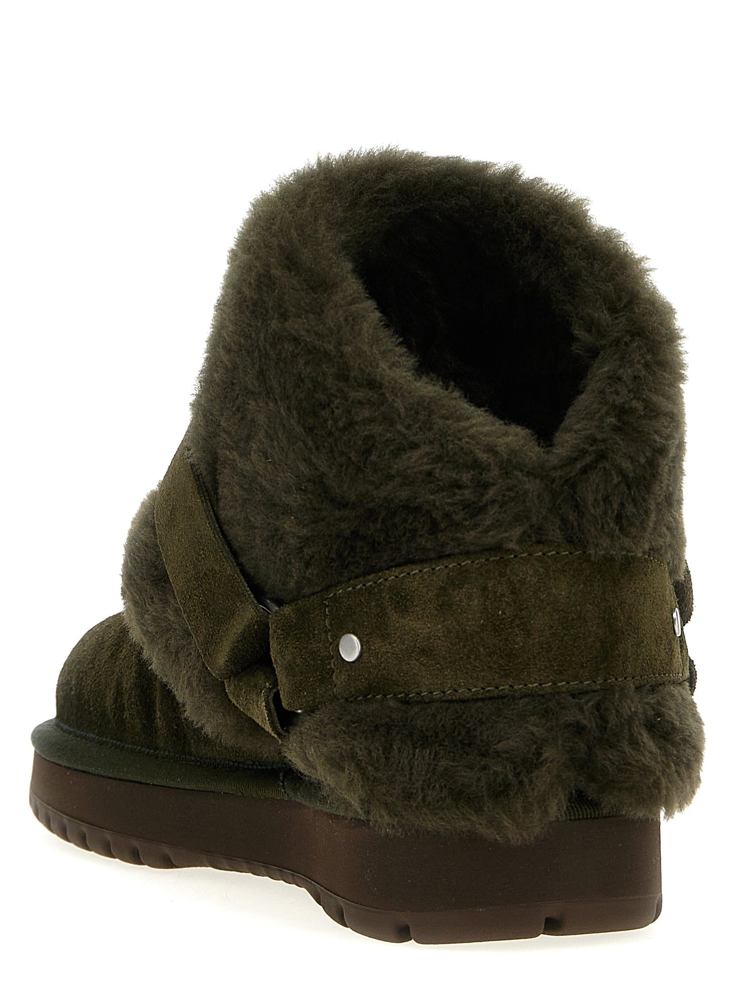 Burberry Women's Suede Leather Cotton & Viscose Ankle Strap Boots - Bicolour Green
