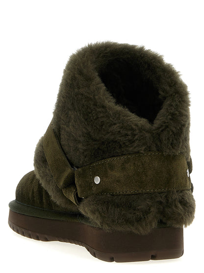 Burberry Women's Suede Leather Cotton & Viscose Ankle Strap Boots - Bicolour Green