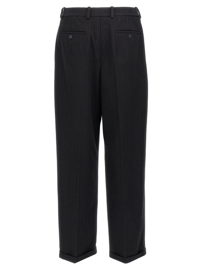 Saint Laurent Men's Straight Leg High Rise Cashmere Trousers - Black