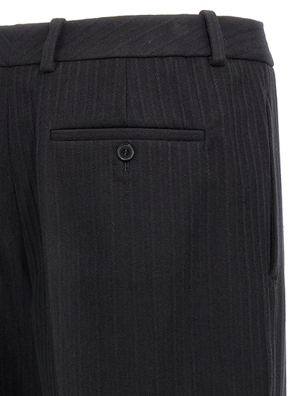 Saint Laurent Men's Straight Leg High Rise Cashmere Trousers - Black