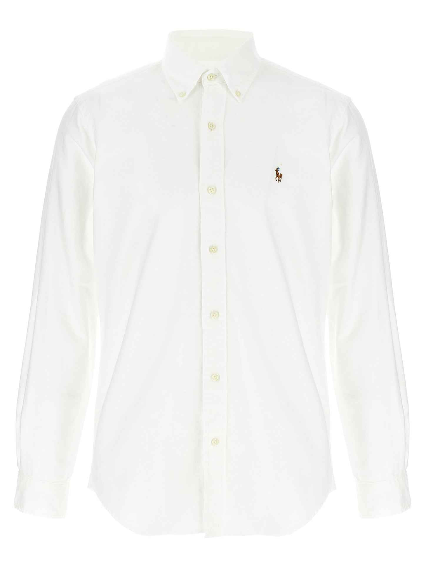 Shirt by Polo Ralph Lauren for men in cotton white features an architectural silhouette with a refined and elegant for a architectural look.