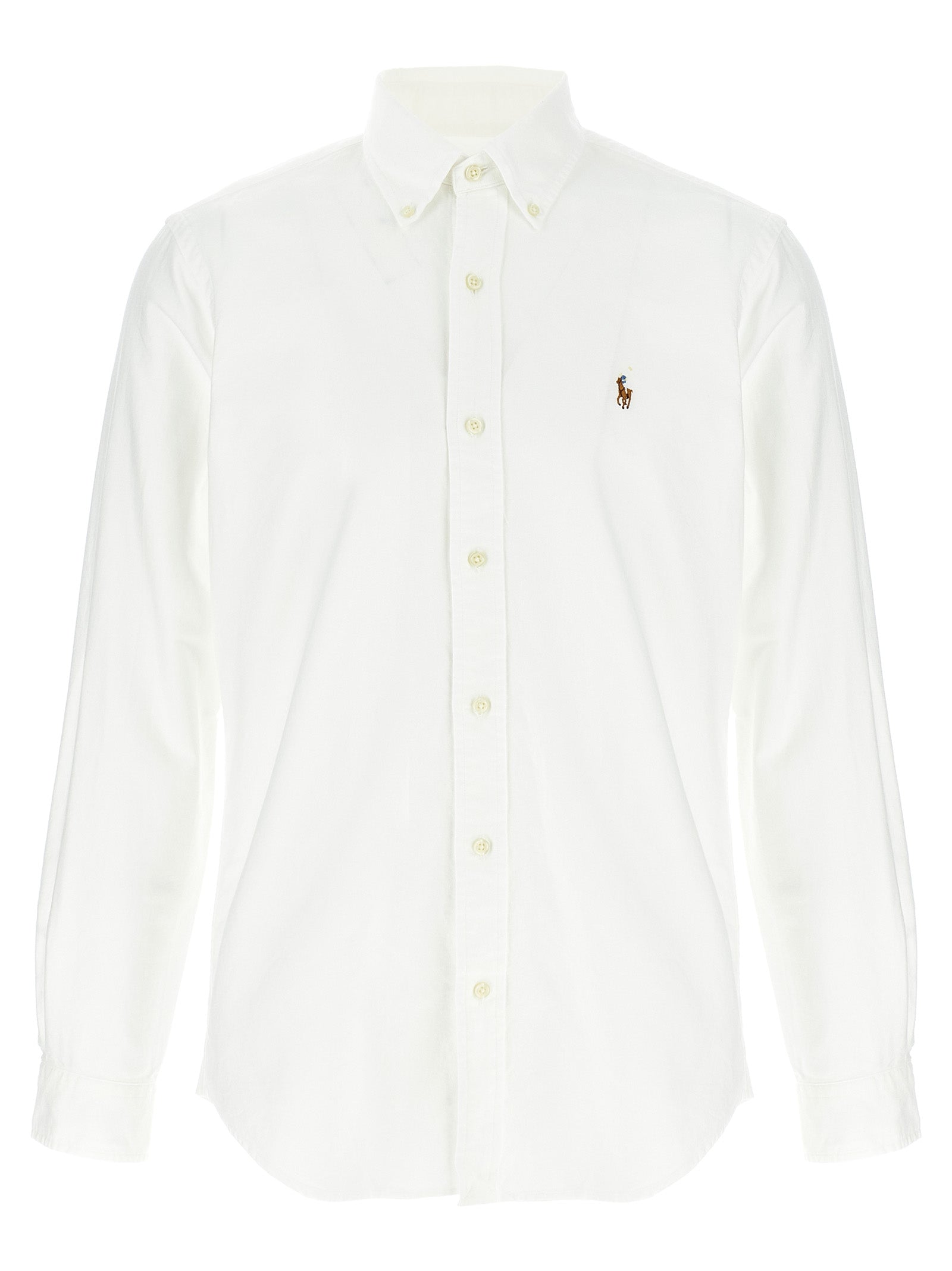 Shirt by Polo Ralph Lauren for men in cotton white features an architectural silhouette with a refined and elegant for a architectural look.