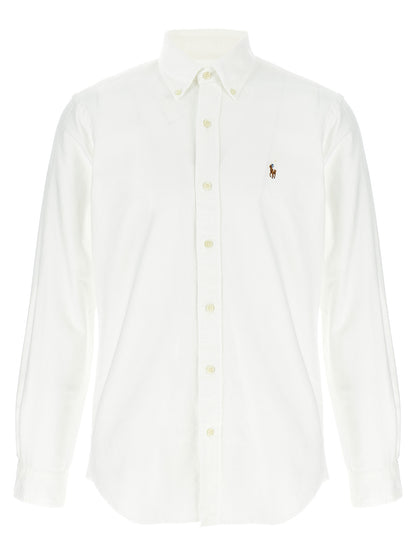 Shirt by Polo Ralph Lauren for men in cotton white features an architectural silhouette with a refined and elegant for a architectural look.