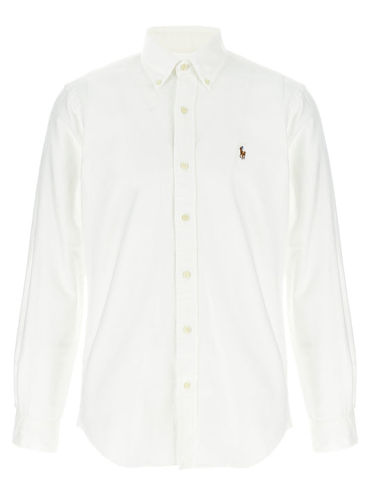 Shirt by Polo Ralph Lauren for men in cotton white features an architectural silhouette with a refined and elegant for a architectural look.