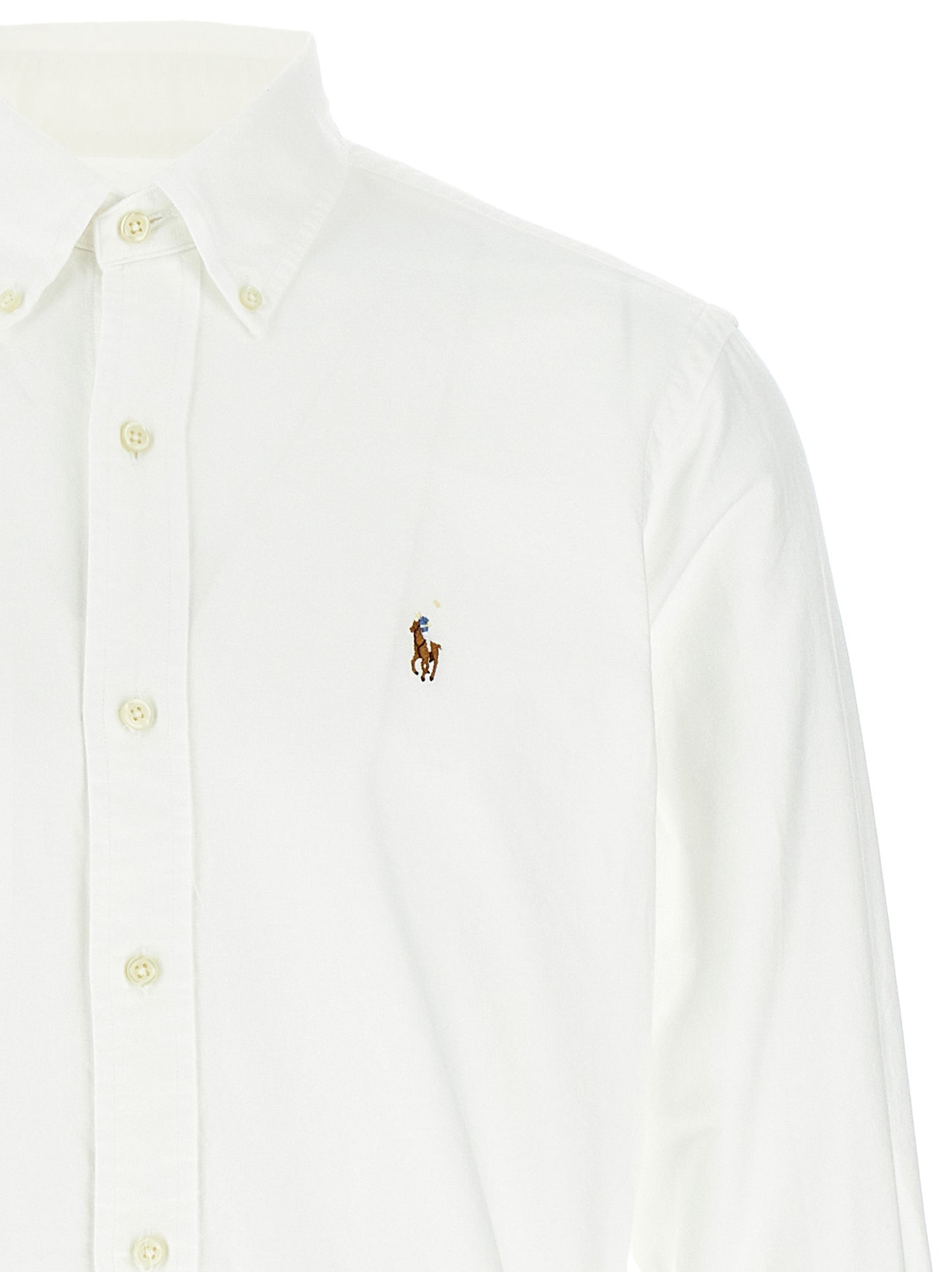 Shirt by Polo Ralph Lauren for men in cotton white showcases a sleek silhouette, elegantly detailed with a sleek and for a sleek finish.