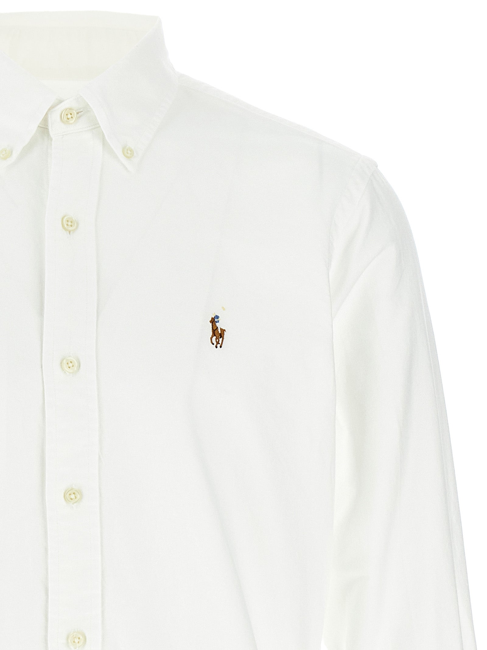 Shirt by Polo Ralph Lauren for men in cotton white showcases a sleek silhouette, elegantly detailed with a sleek and for a sleek finish.