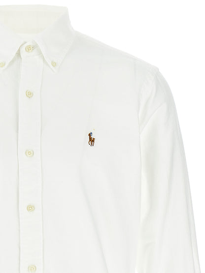 Shirt by Polo Ralph Lauren for men in cotton white showcases a sleek silhouette, elegantly detailed with a sleek and for a sleek finish.