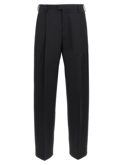 Trousers by Marni for men in polyester & virgin wool black features a tailored silhouette with a tailored straight-leg, defined by its long and a sophisticated .