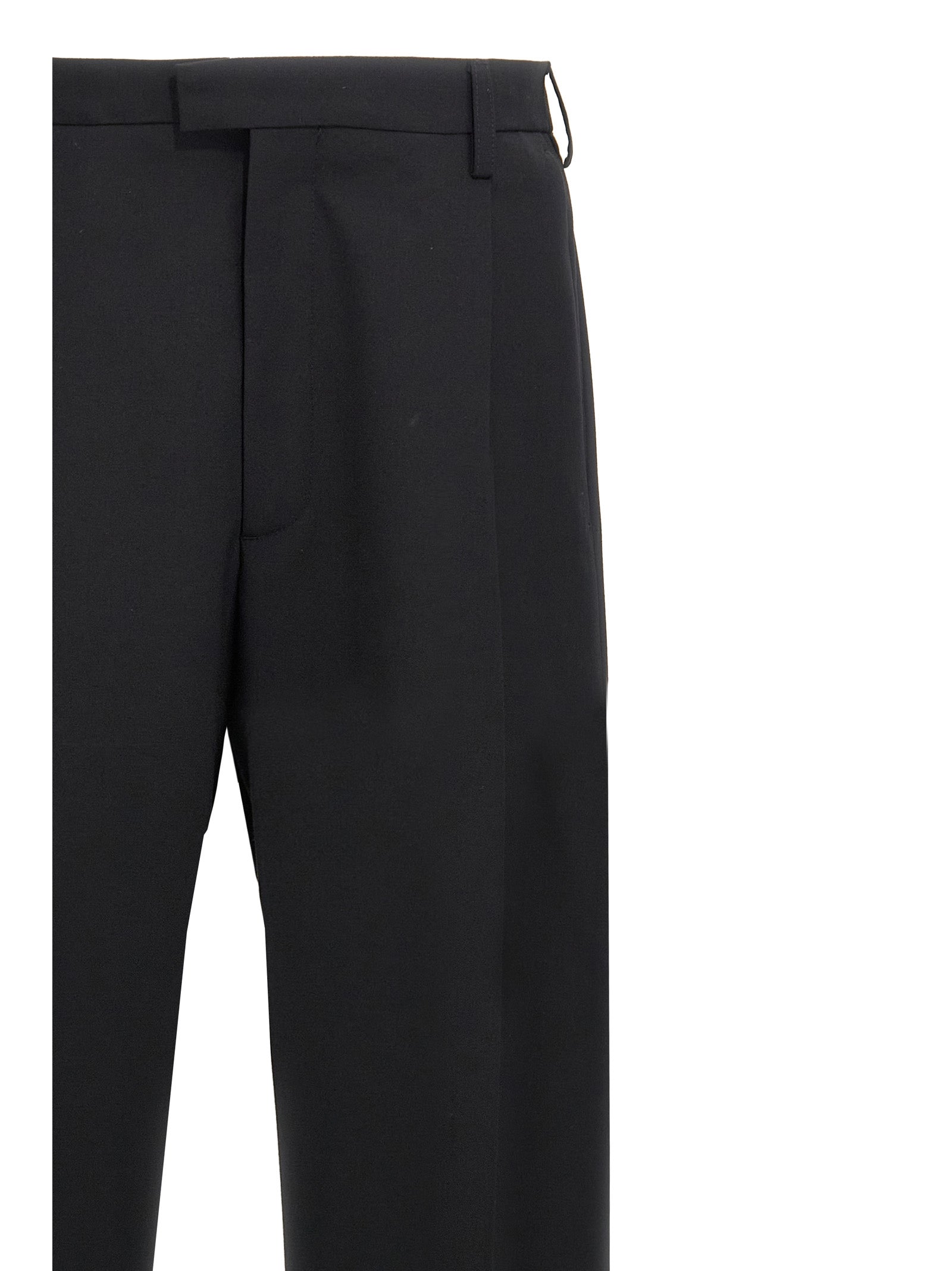 Trousers by Marni for men in polyester & virgin wool black features a sculptural silhouette, showcasing a sculptural straight-leg and long with a sophisticated for a sculptural finish.
