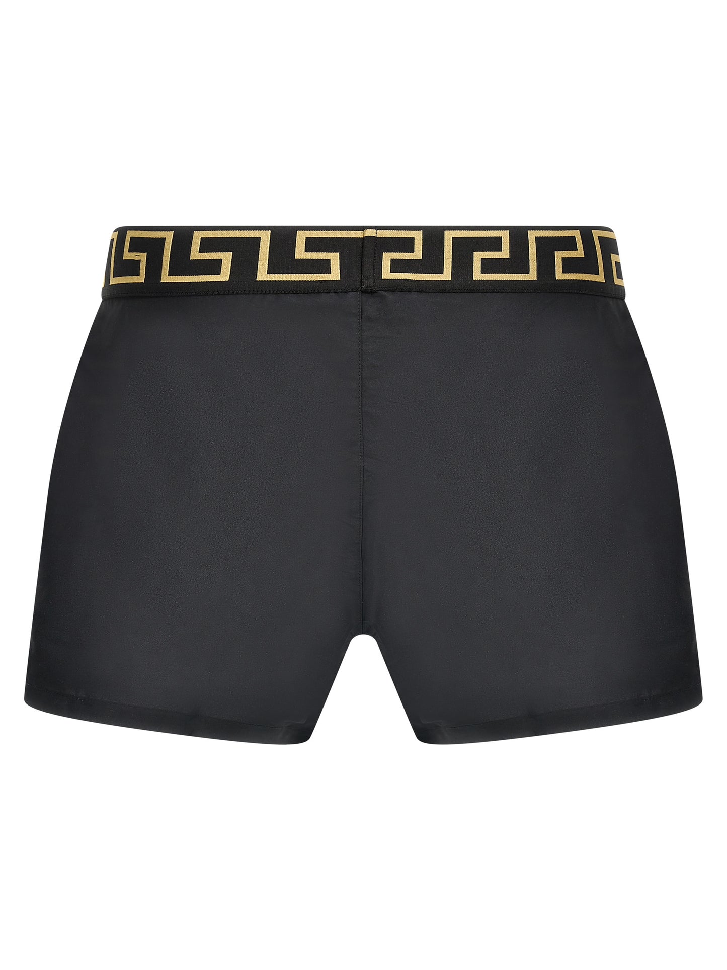Swim Shorts by Versace for men in nylon polyester & mesh multicolor features a beach chic silhouette, showcasing the signature style of the Waves Men's Nylon Polyester & Mesh Swim Shorts.