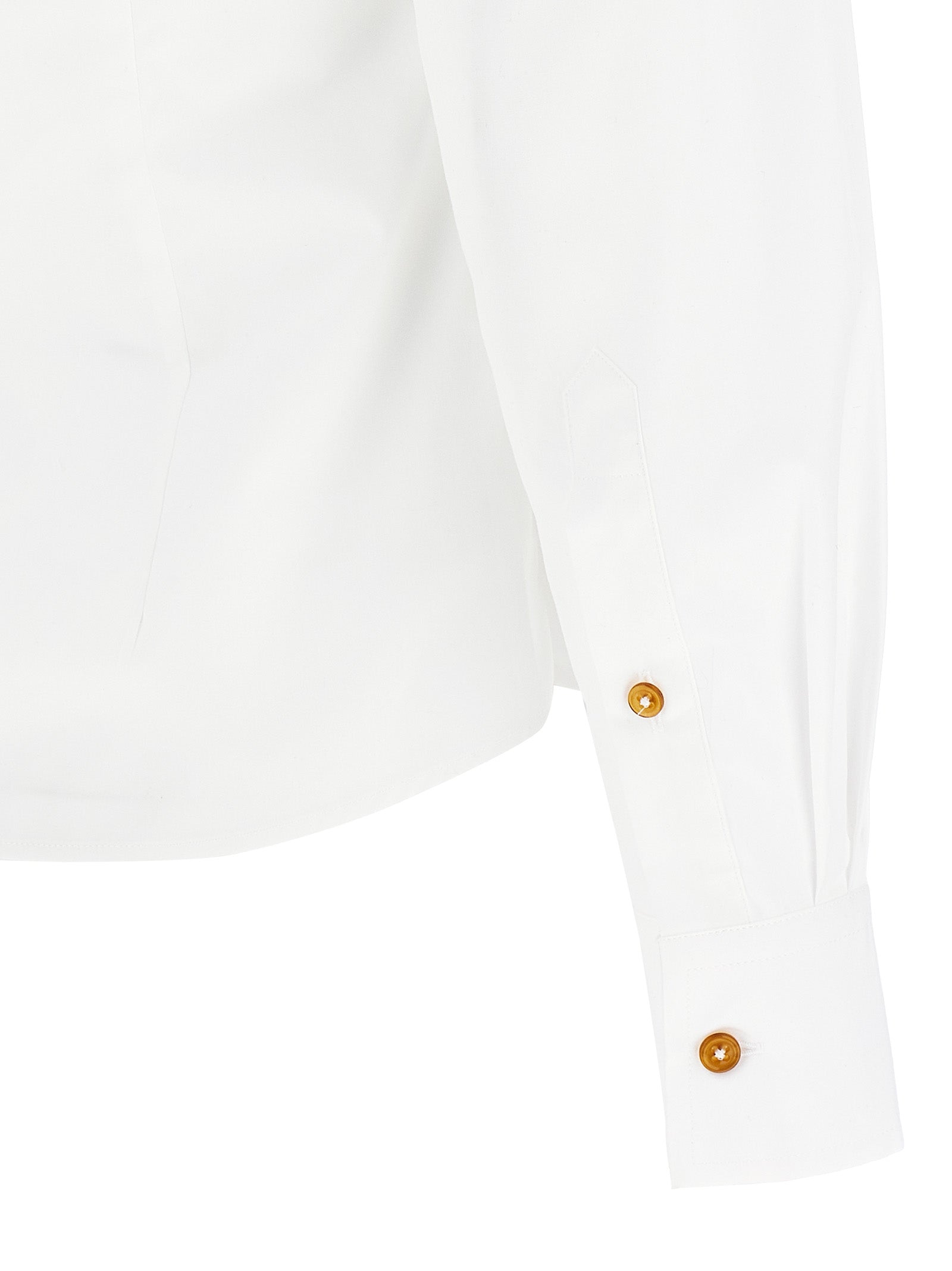 Blouse by Vivienne Westwood for women in cotton white showcases a sleek silhouette, elegantly detailed with a sleek and for a sleek finish.