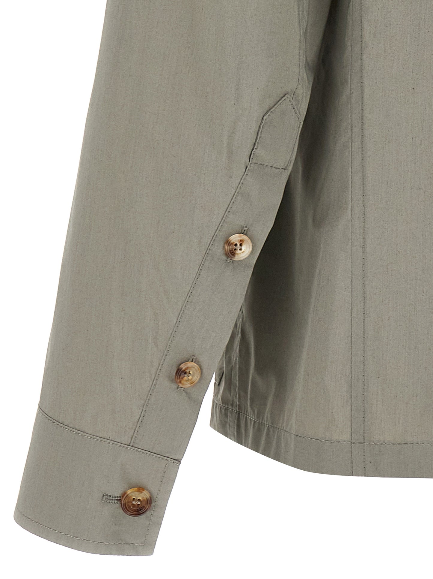 Windbreaker Jacket by Brunello Cucinelli for men in polyamide & cotton bicolour & green features an enduring silhouette, showcasing technical pockets & windproof and a sophisticated for a truly enduring aesthetic.