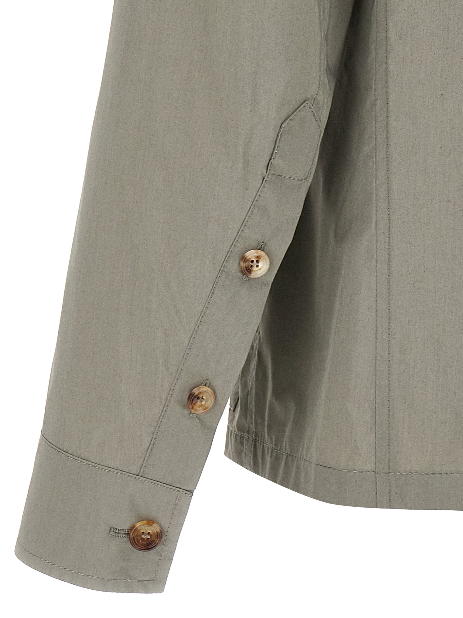 Windbreaker Jacket by Brunello Cucinelli for men in polyamide & cotton bicolour & green features an enduring silhouette, showcasing technical pockets & windproof and a sophisticated for a truly enduring aesthetic.