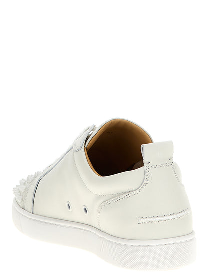 Sneakers by Christian Louboutin for men in calfskin leather white presents a on trend silhouette from the Louis Men's Low Top Calfskin Leather Sneakers collection, showcasing a on trend low-top style for an elevated aesthetic.
