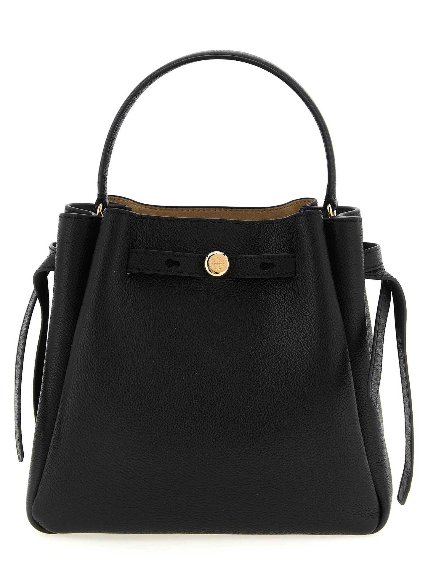 Tory Burch Romy Leather Bucket Handbag - Black Signature