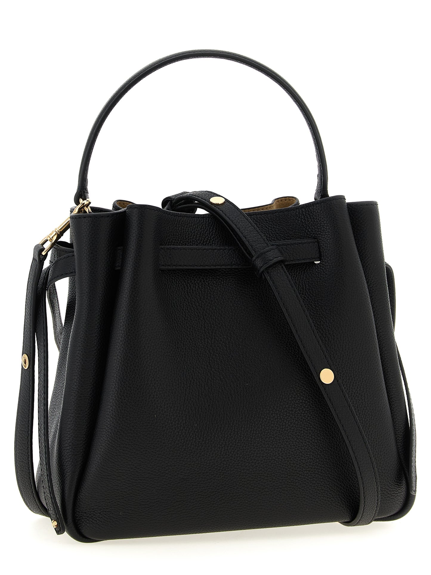 Tory Burch Romy Leather Bucket Handbag - Black Signature