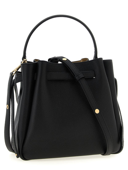 Tory Burch Romy Leather Bucket Handbag - Black Signature