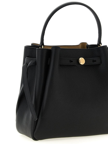 Tory Burch Romy Leather Bucket Handbag - Black Signature