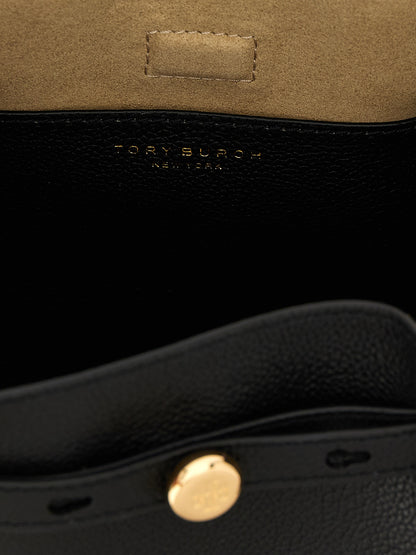Tory Burch Romy Leather Bucket Handbag - Black Signature