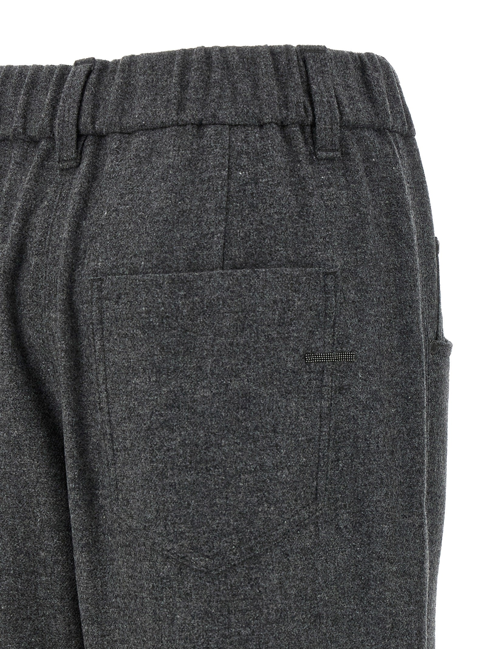 Trousers by Brunello Cucinelli for women in cashmere virgin wool gray features an on trend silhouette, showcasing a sophisticated wide with a long and for an on trend finish.