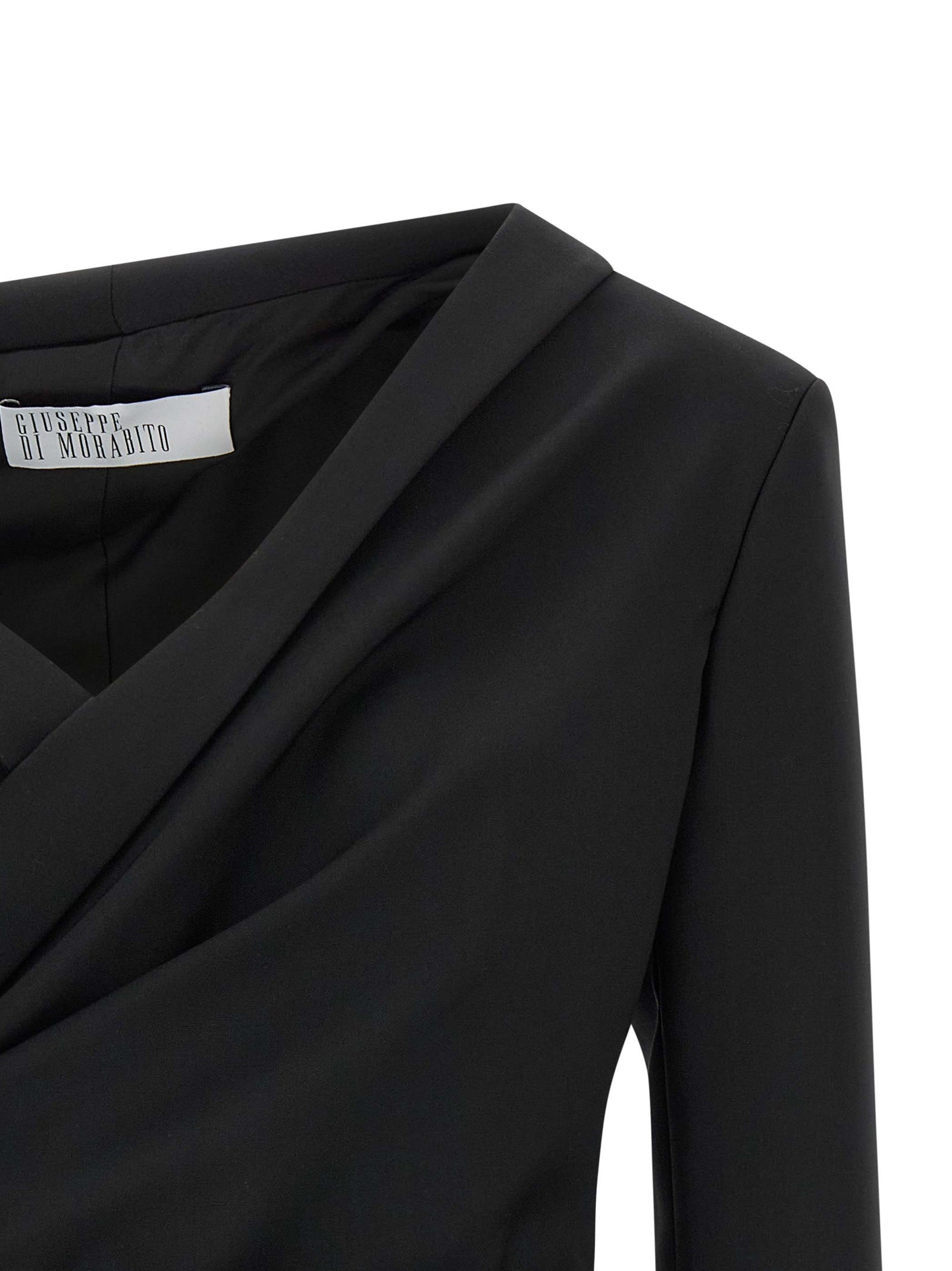 Blazer by Giuseppe Di Morabito for women in virgin wool black features an stylish silhouette, showcasing a sophisticated asymmetric neckline and stylish for a truly stylish finish.