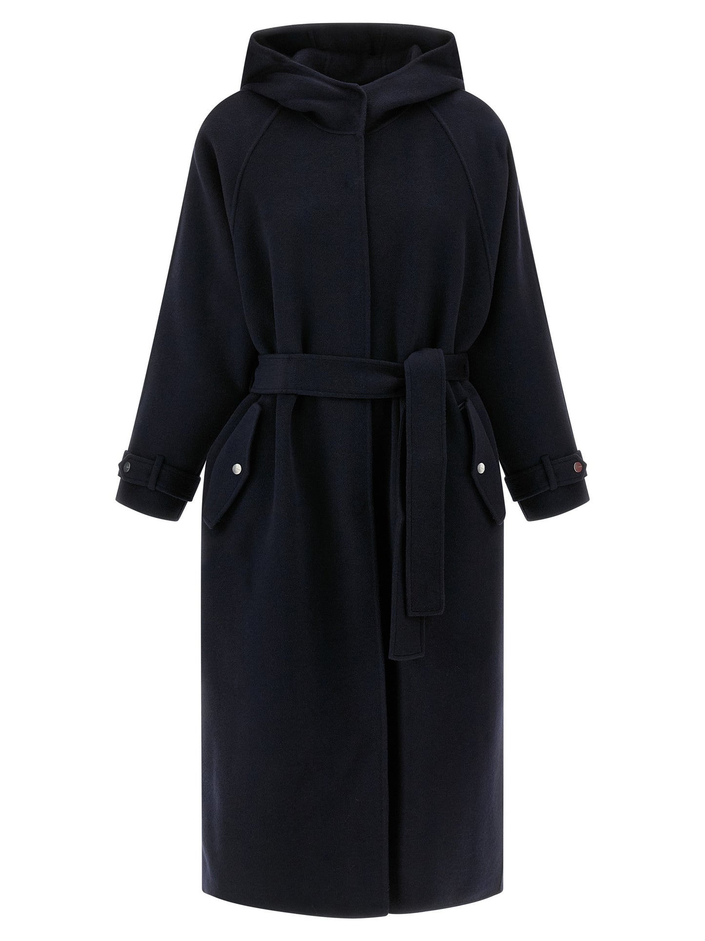 Hooded Overcoat by PINKO for women in polyamide blue features a cosy chic silhouette, artfully detailed with a sophisticated hooded neckline and premium hooded for a cosy chic finish.