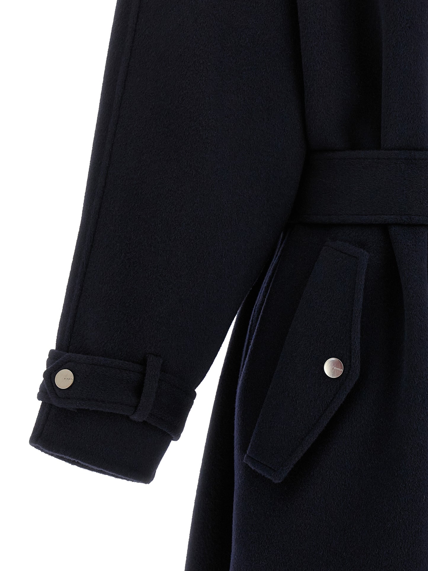 Hooded Overcoat by PINKO for women in polyamide blue features an voluminous silhouette, showcasing distinct hooded and a voluminous for a truly voluminous aesthetic.