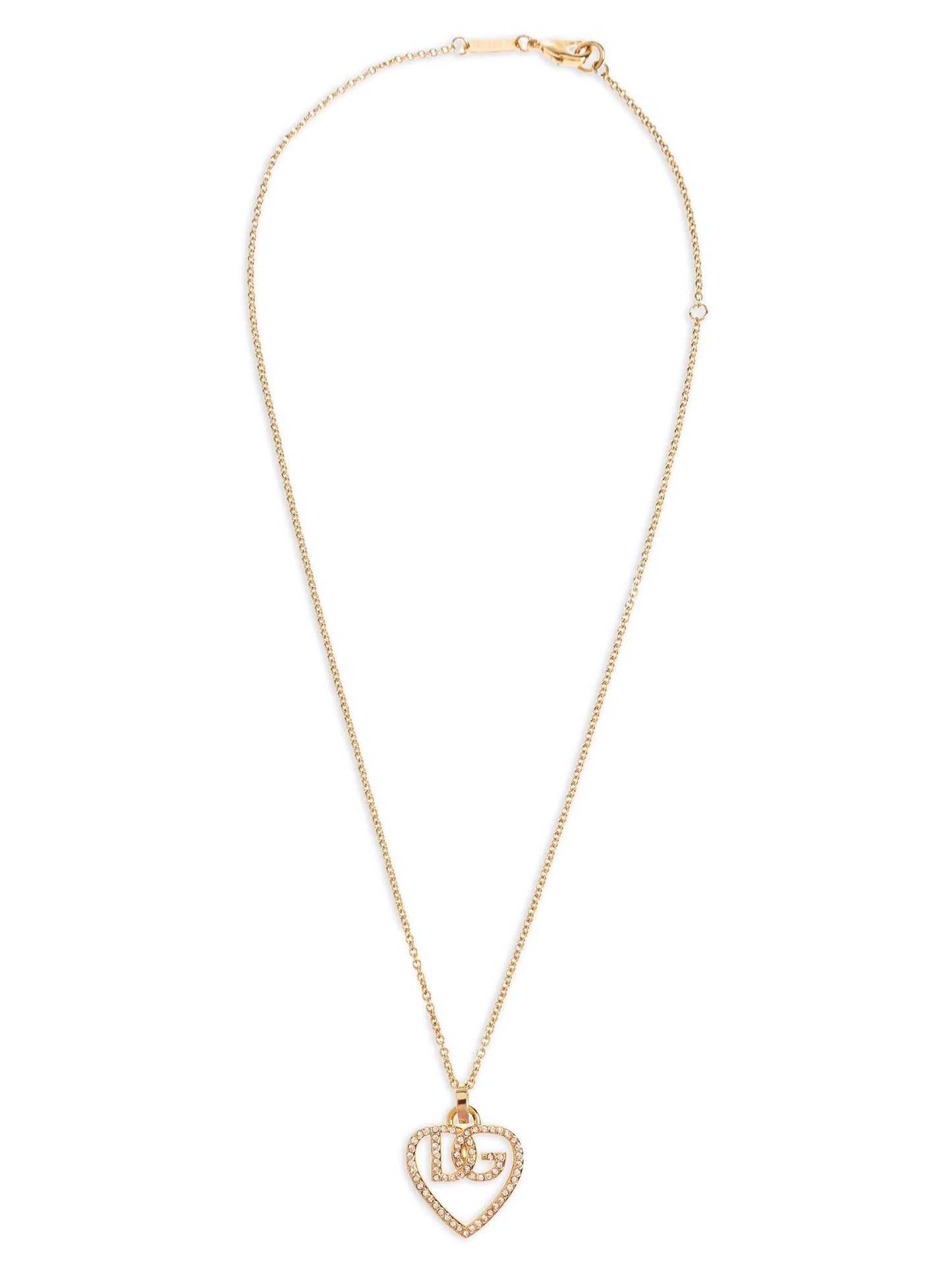 Necklace by Dolce & Gabbana for women in silk satin gold, showcasing a exquisite pendant necklace design that perfectly embodies the exquisite elegance of the Women's Gold Brass & Glass Rhinestones Necklace collection.