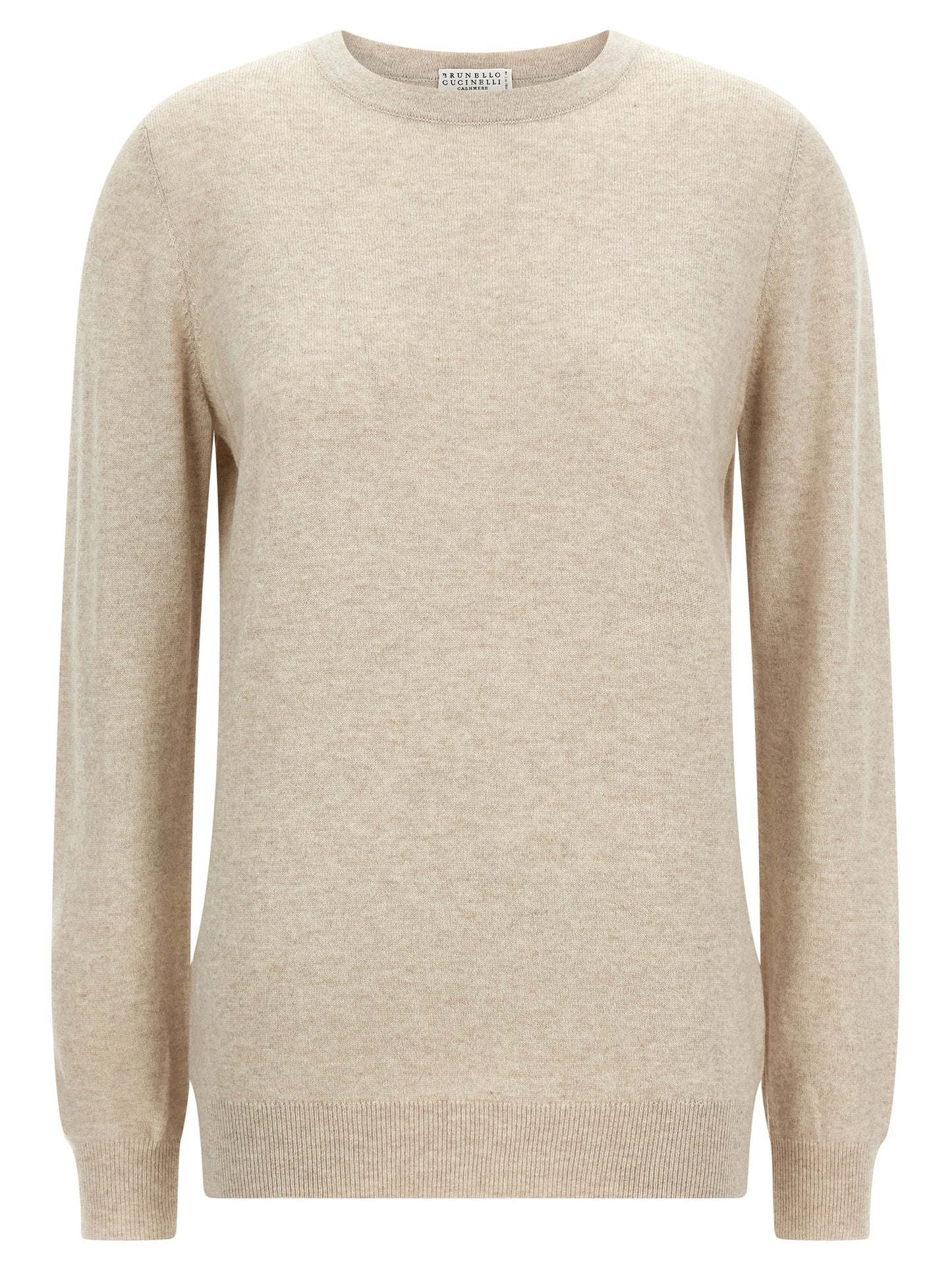 Cardigan by Brunello Cucinelli for women in cashmere beige showcases a captivating silhouette, artfully detailed with a captivating long-sleeve and wrap crew neckline for a truly sophisticated captivating look.