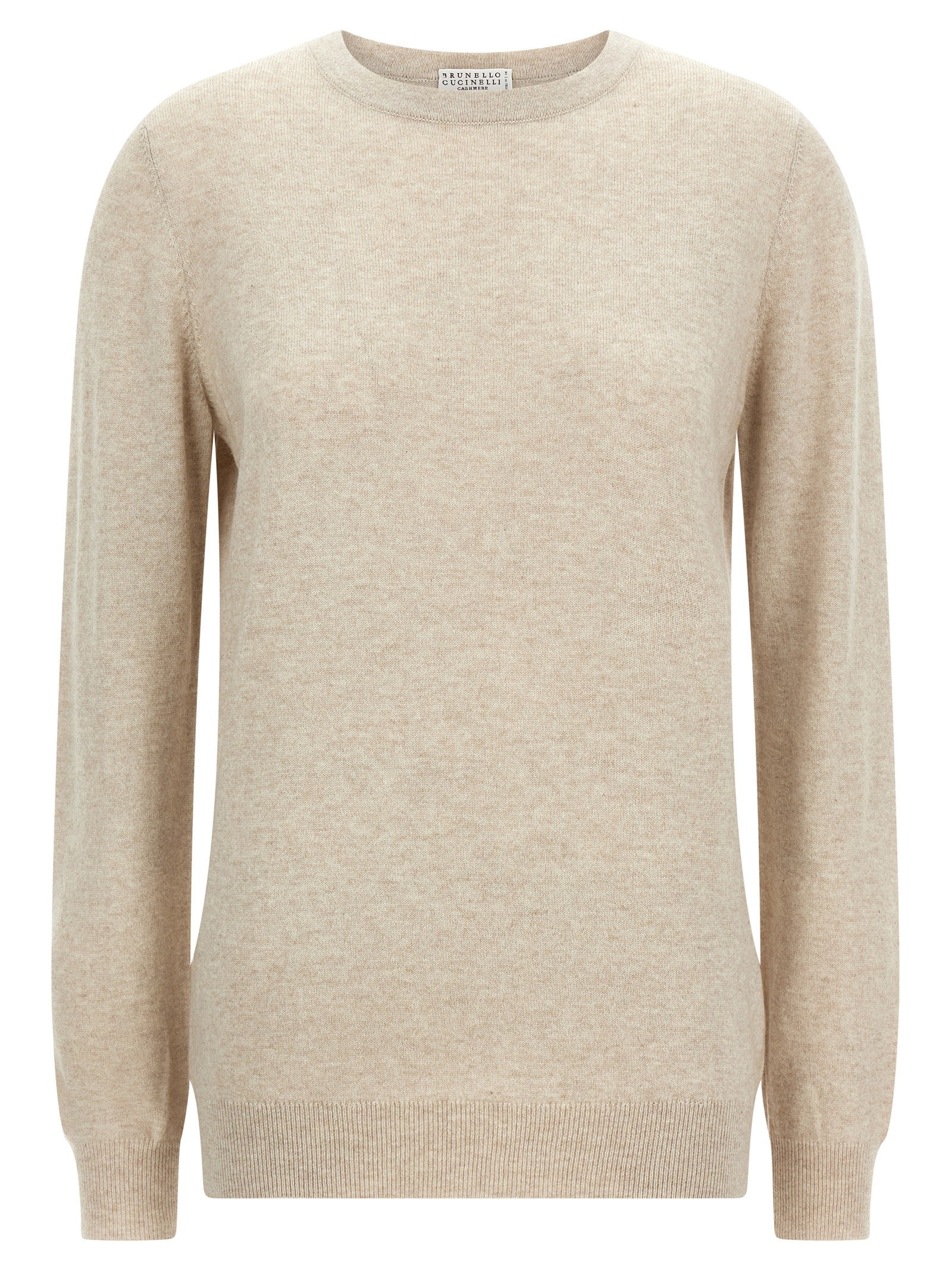 Cardigan by Brunello Cucinelli for women in cashmere beige showcases a captivating silhouette, artfully detailed with a captivating long-sleeve and wrap crew neckline for a truly sophisticated captivating look.