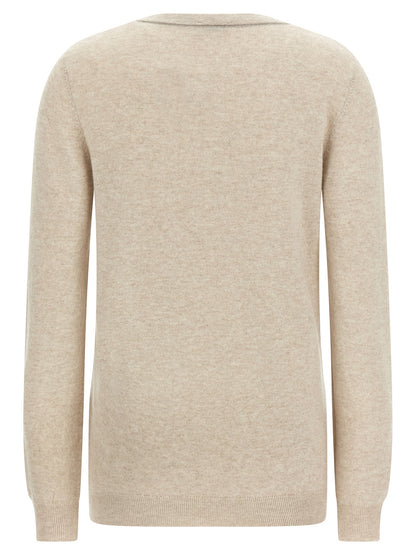 Cardigan by Brunello Cucinelli for women in cashmere beige features an crisp silhouette, showcasing a sophisticated wrap crew neckline and detail for a truly crisp finish.