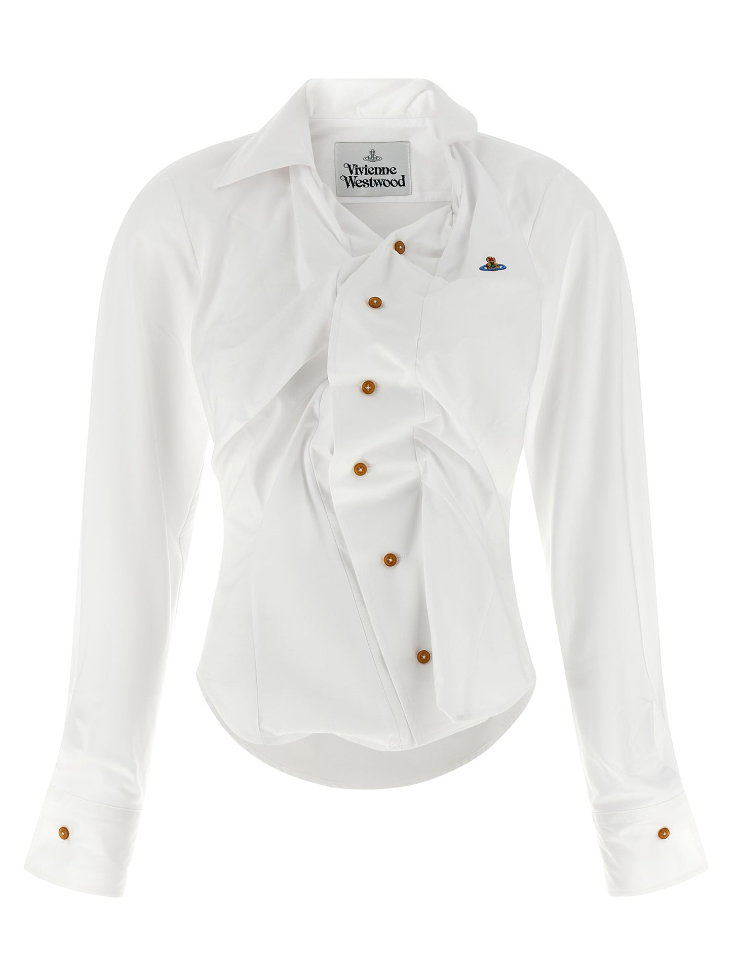 Blouse by Vivienne Westwood for women in cotton white features an polished silhouette, showcasing a sophisticated asymmetric neckline and detail for a truly polished finish.