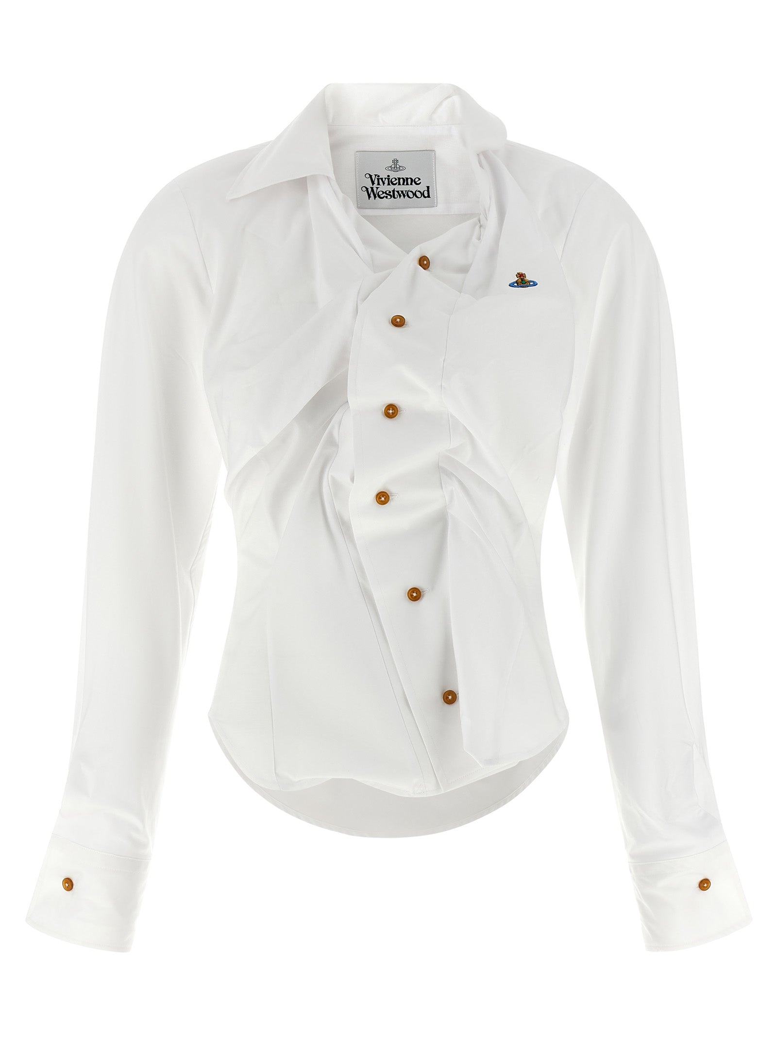 Blouse by Vivienne Westwood for women in cotton white features an polished silhouette, showcasing a sophisticated asymmetric neckline and detail for a truly polished finish.