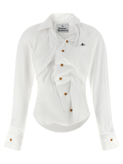 Blouse by Vivienne Westwood for women in cotton white features an polished silhouette, showcasing a sophisticated asymmetric neckline and detail for a truly polished finish.