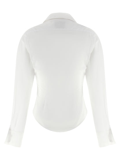 Blouse by Vivienne Westwood for women in cotton white presents a discerning silhouette, showcasing a sophisticated asymmetric neckline and for a truly discerning finish.