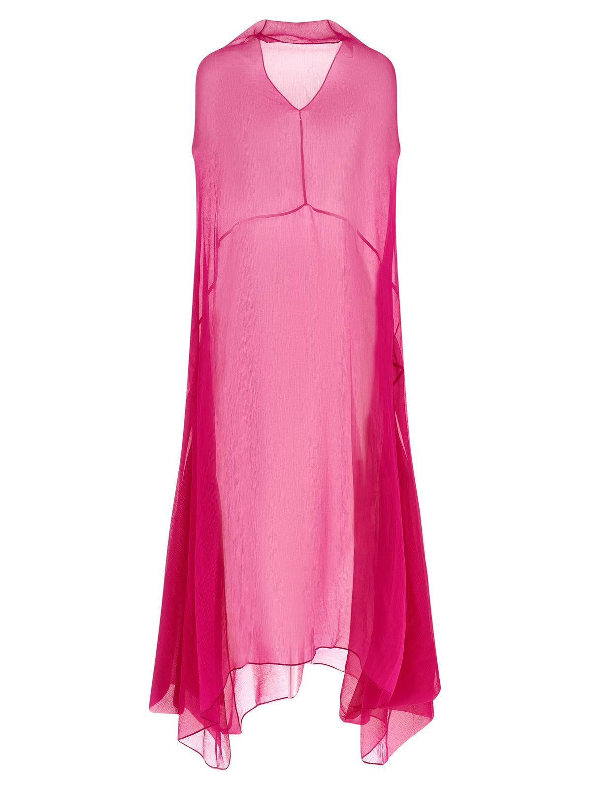 Dries Van Noten Crisp Women's Sleeveless Silk Dress - Fuchsia Transparent